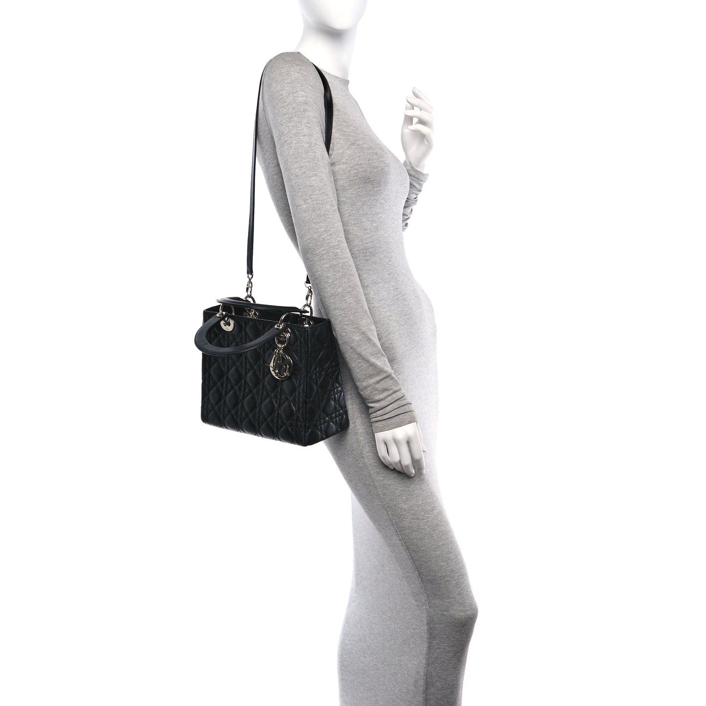 Lambskin Cannage Medium Lady Dior Black