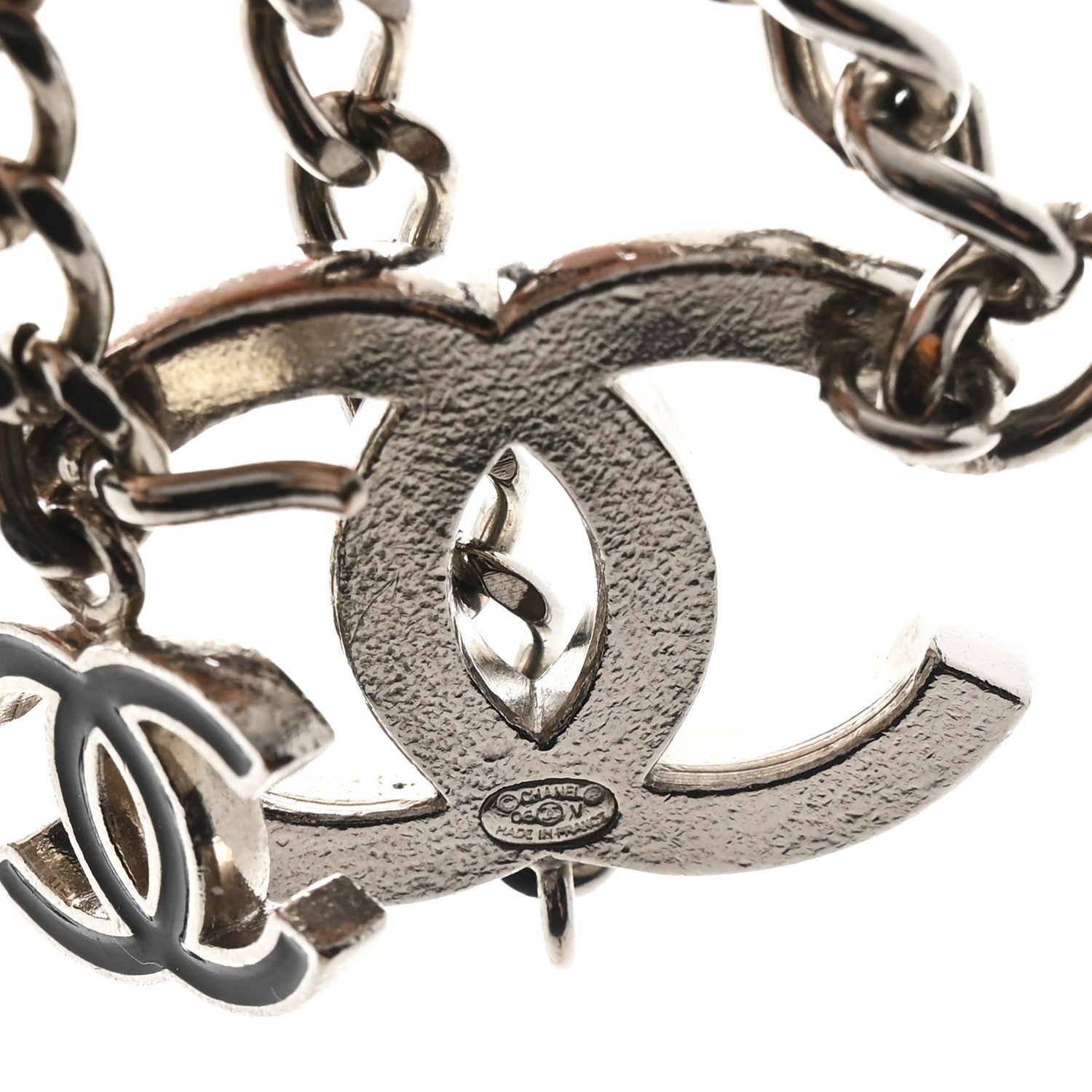 Chanel Enamel CC Chain Logo Belt Silver Black 3 of 4