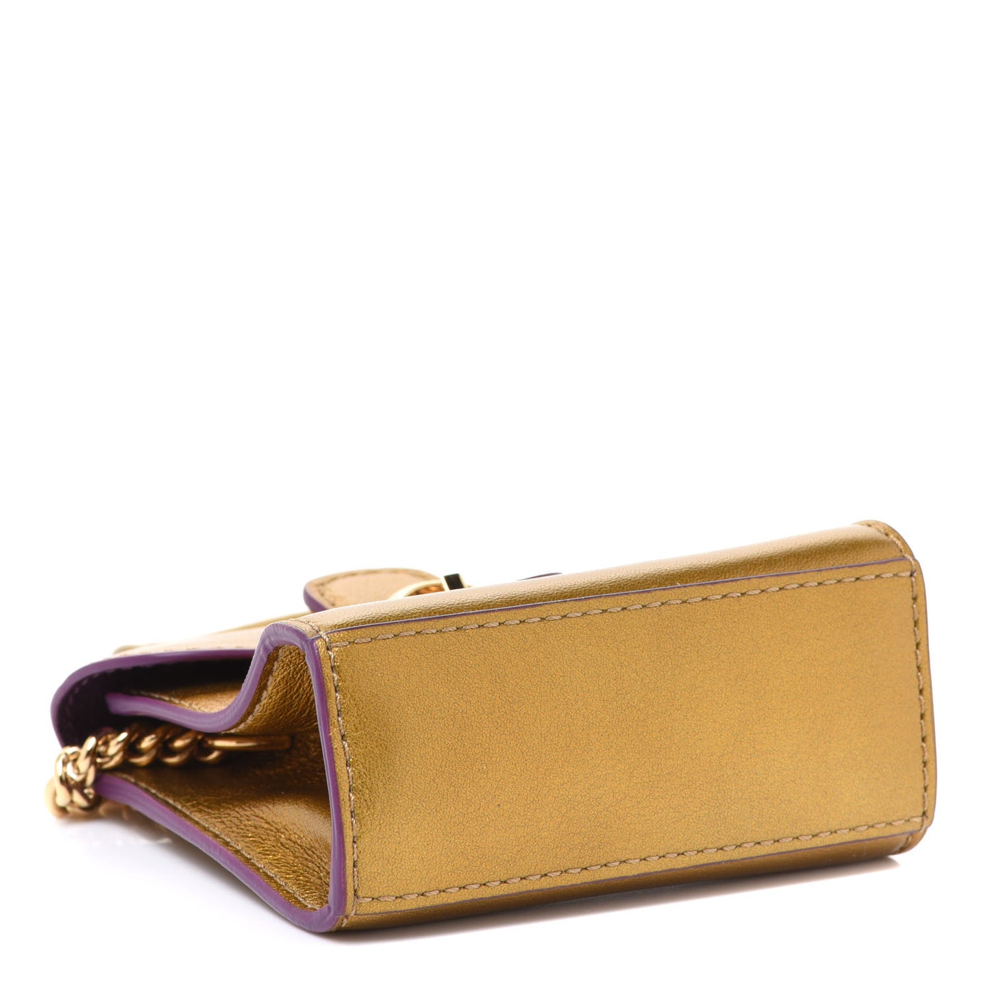 Metallic Calfskin Mini Brillant Bag Charm Gold