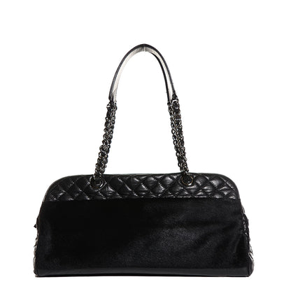 Chanel Aged Calfskin Pony Hair Quilted Miss Pony Bowler Black 1 of 7
