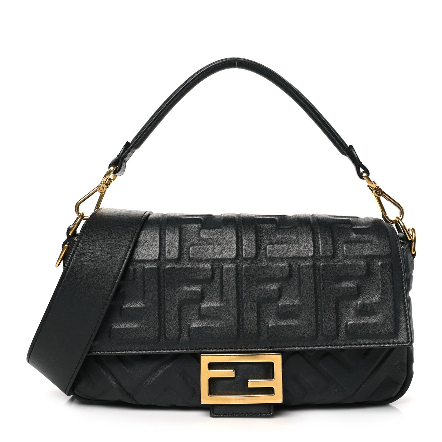 Nappa FF 1974 Embossed Baguette Black