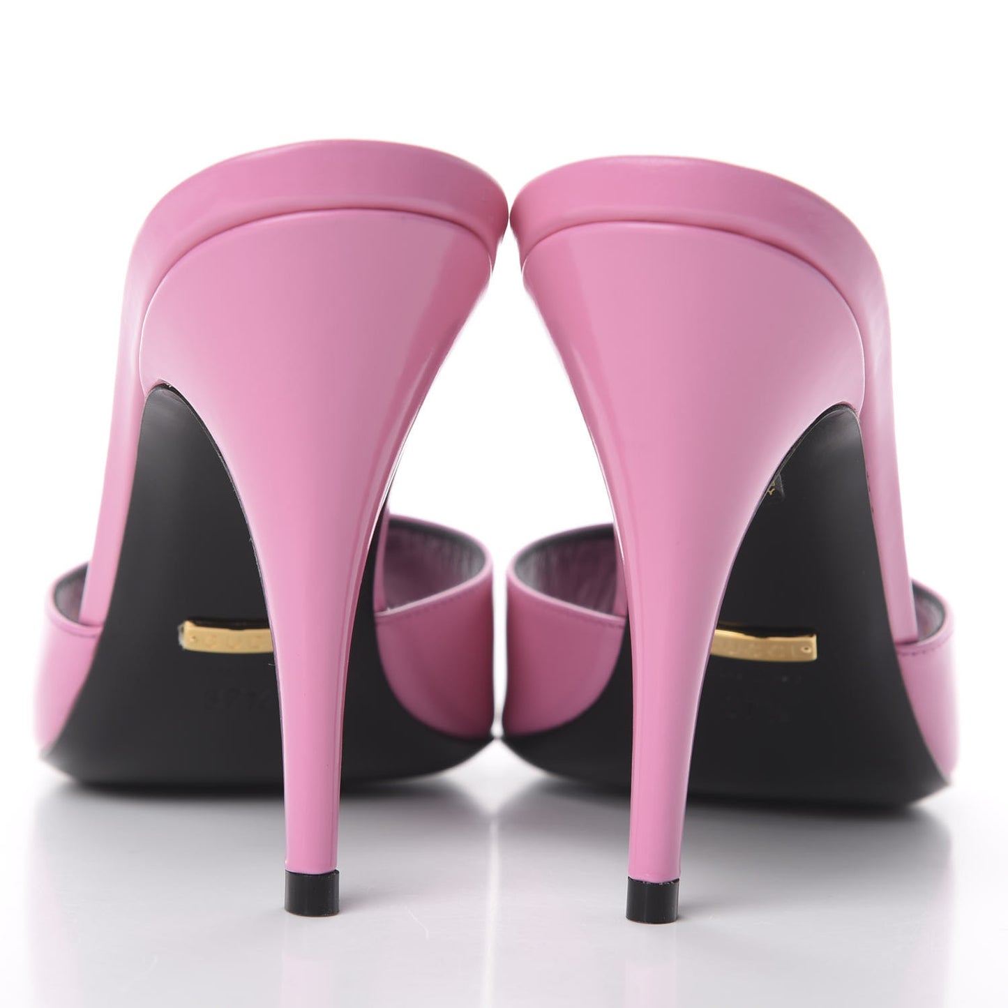 Polished Calfskin Scarlet Mid Heel Slide Sandals 37.5 Pink Plexi