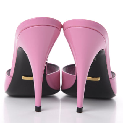 Gucci Polished Calfskin Scarlet Mid Heel Slide Sandals 37.5 Pink Plexi 7 of 11