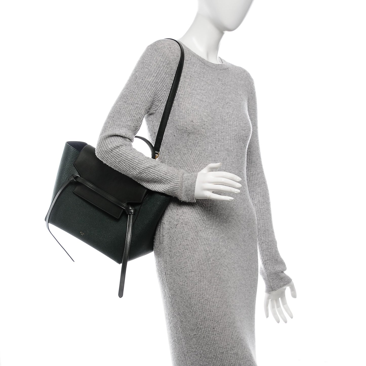 Goatskin Smooth Calfskin Mini Belt Bag Vert Fonce