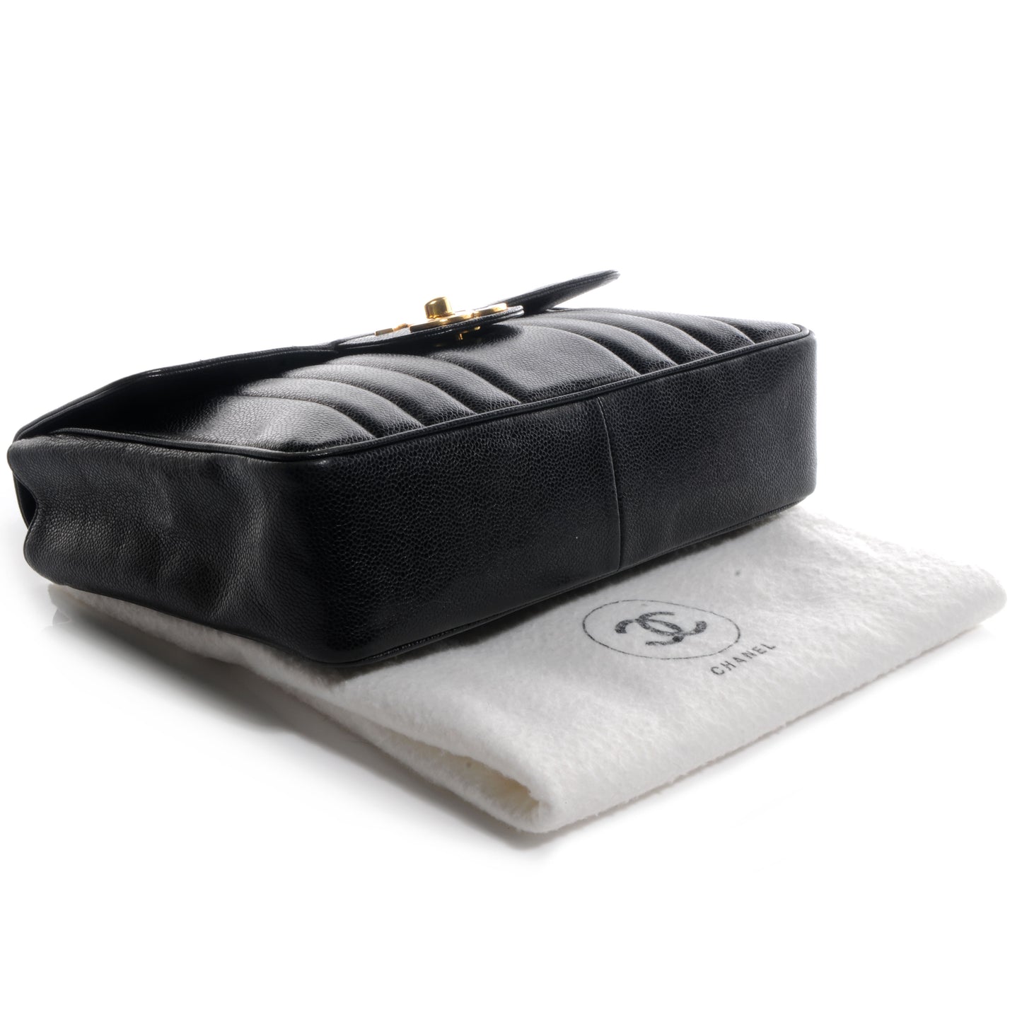 Caviar Vertical Quilt Jumbo Flap Black