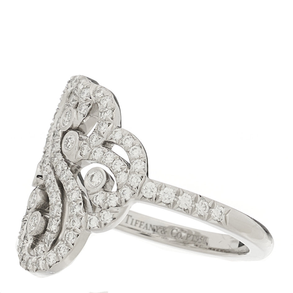Tiffany Platinum Diamond Enchant Double Heart Ring 52 6 3 of 5