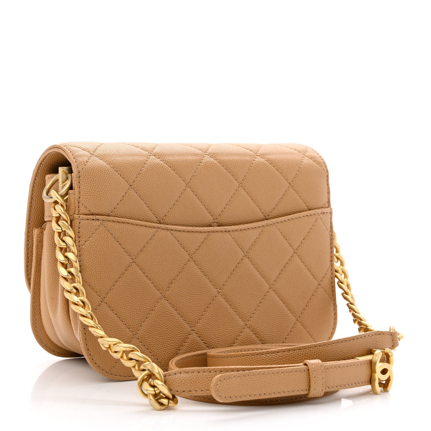Caviar Mini Messenger Bag Beige