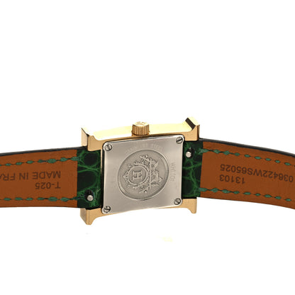 Hermes Stainless Steel Alligator 17.2mm Heure H Hour Quartz Watch Vert Moyen 4 of 5