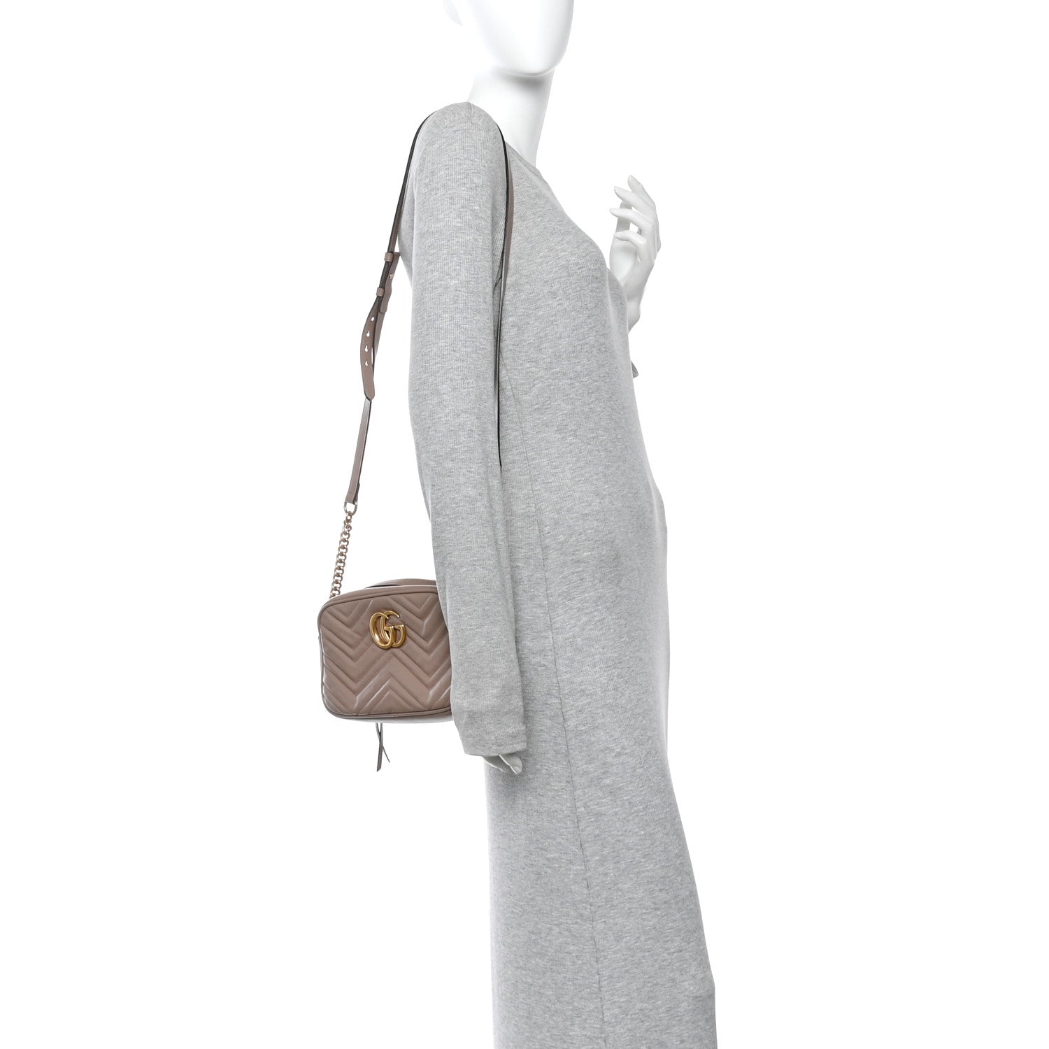 Gucci Calfskin Matelasse Small GG Marmont Chain Shoulder Bag Porcelain Rose 2 of 12