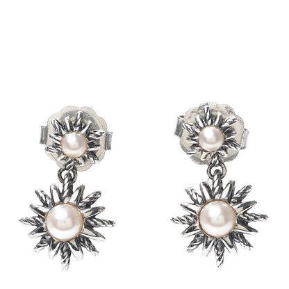 David Yurman Sterling Silver Pearl Starburst Drop Earrings 1 of 5