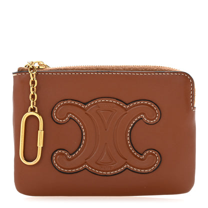 Celine Smooth Calfskin Cuir Triomphe Coin and Card Pouch With Hook Tan 1 of 11