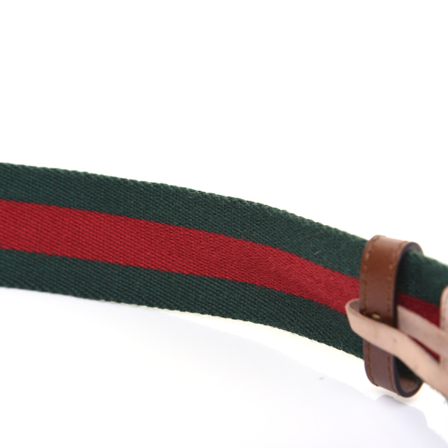 Gucci Nylon Calfskin Double G Web 40mm Belt 75 30 Green Red Cuir 9 of 12