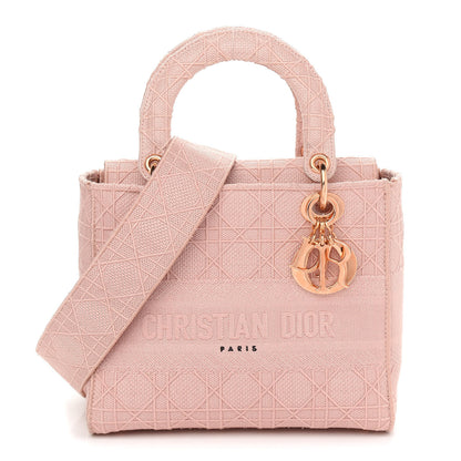 Christian Dior Canvas Embroidered Cannage Medium Lady D-Lite Pink 1 of 9