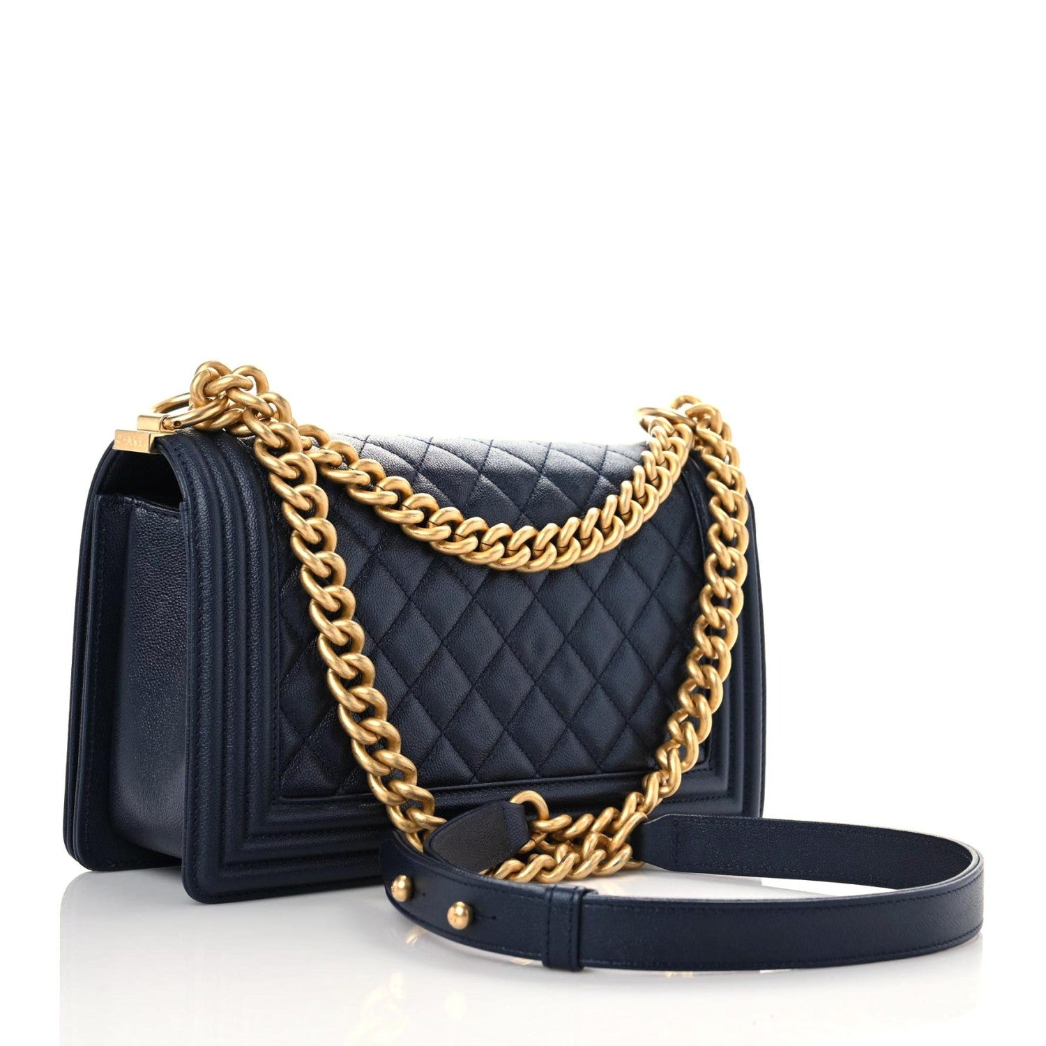 Chanel Pearly Caviar Quilted Medium Boy Flap Blue 3 of 10