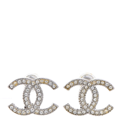 Chanel Crystal CC Earrings Silver 1 of 8