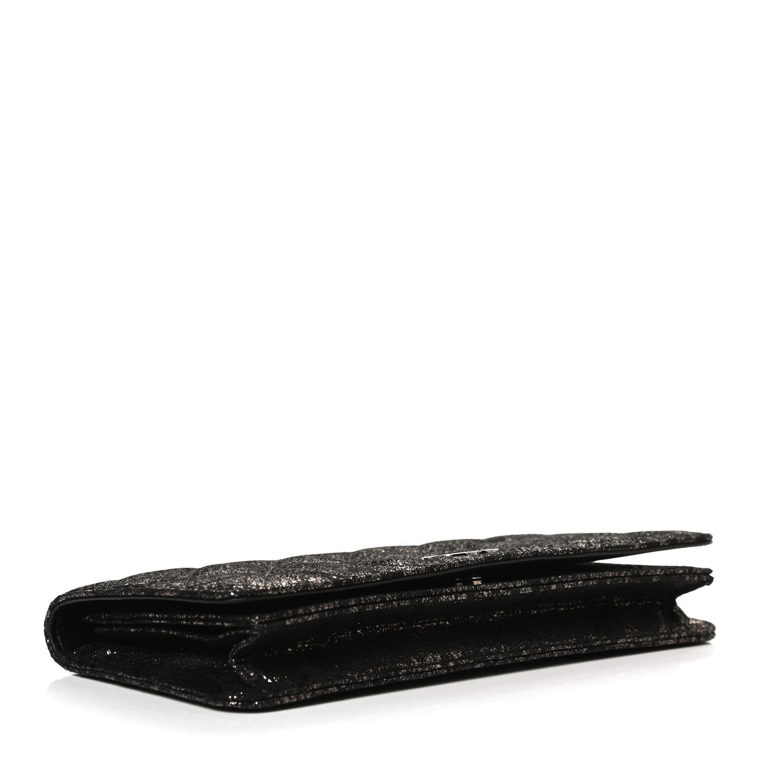 Chanel Metallic Tweed Quilted Clutch Black Dark Silver 4 of 12