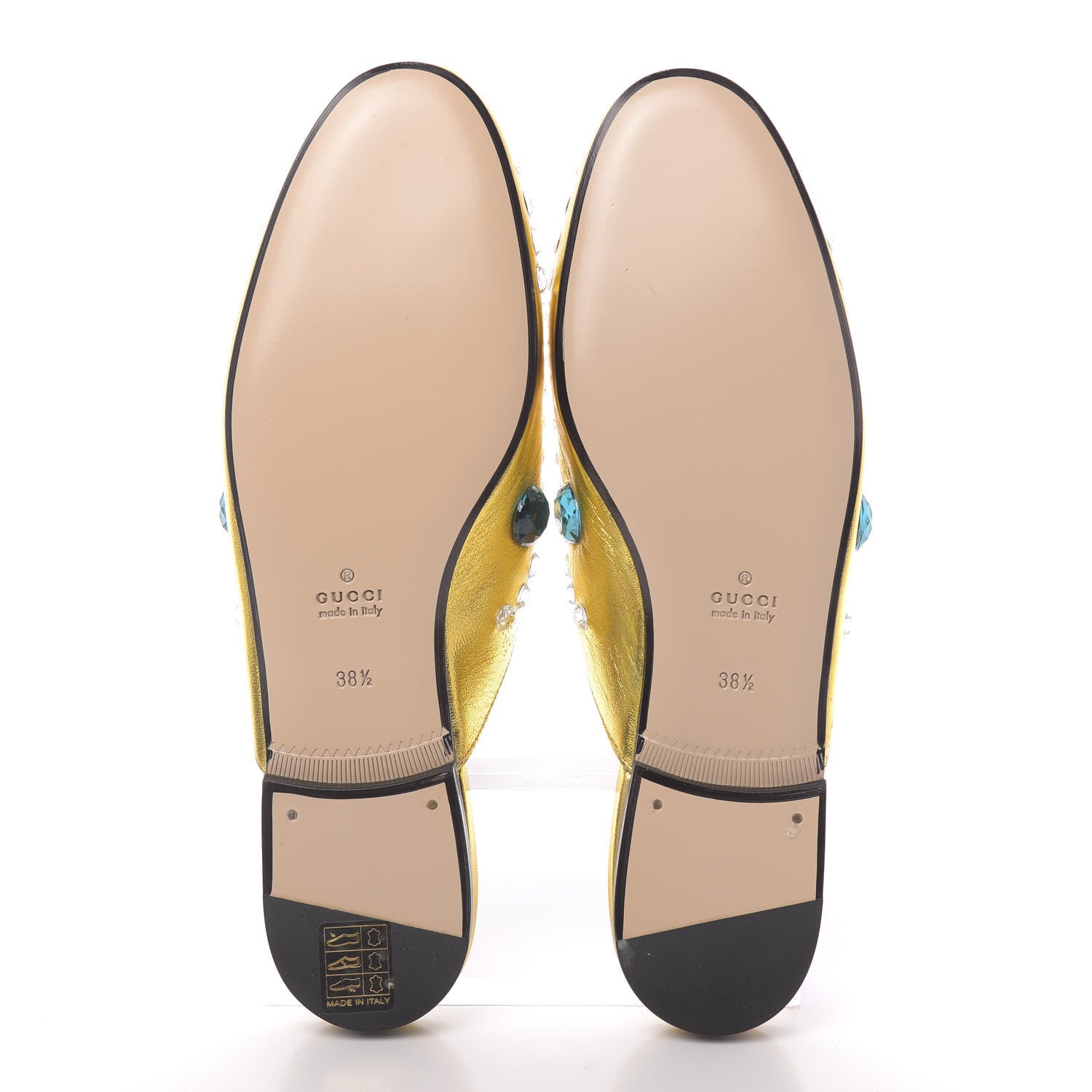 Gucci Metallic Nappa Crystal Womens Princetown Slippers 38.5 Gold 5 of 9