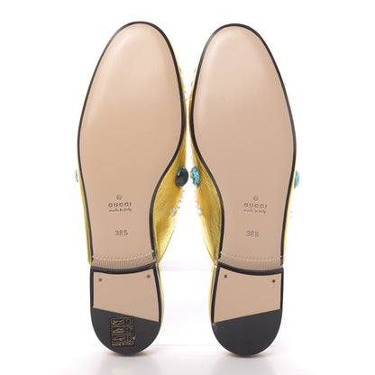 Gucci Metallic Nappa Crystal Womens Princetown Slippers 38.5 Gold 5 of 9
