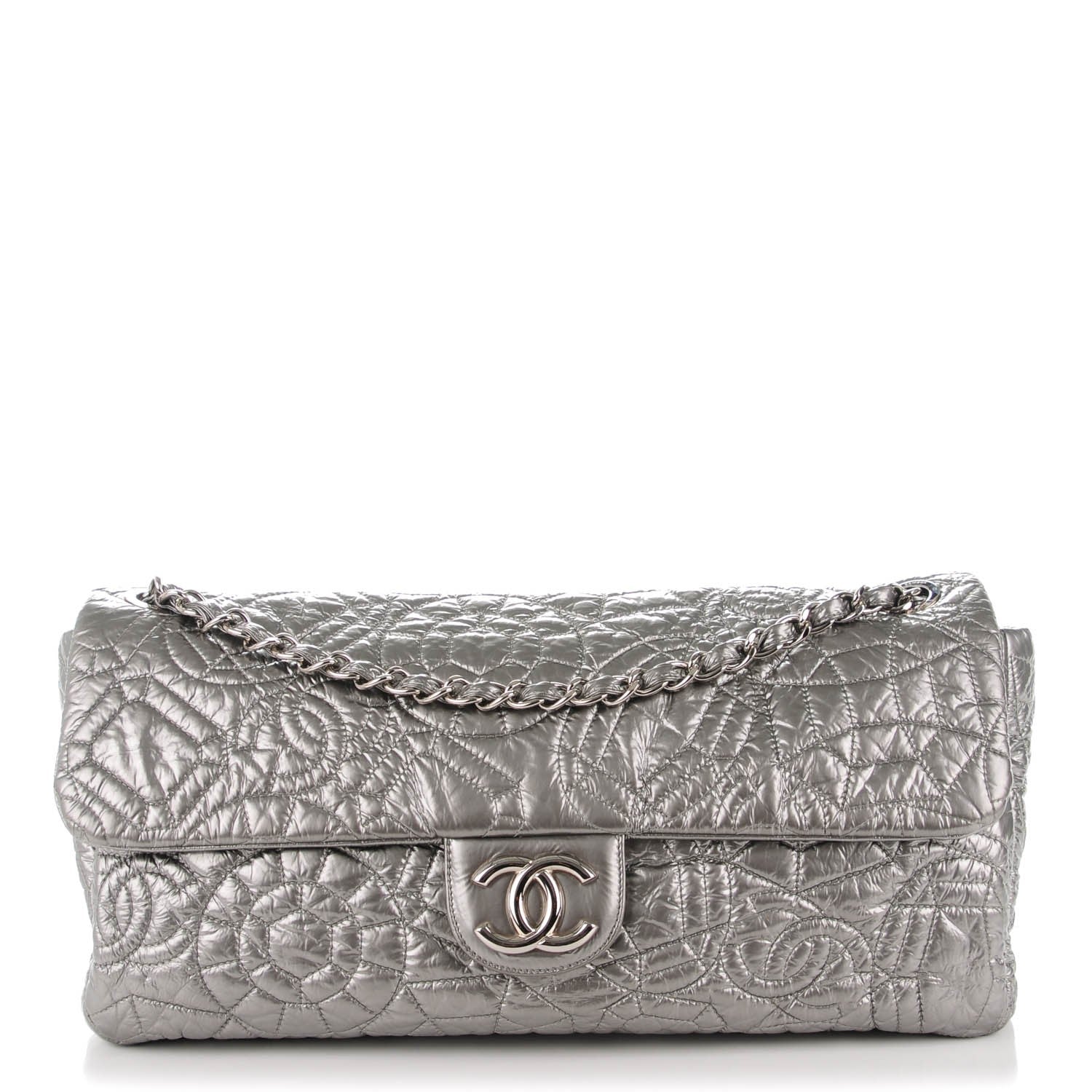 Chanel Vinyl Graphic Edge Flap Silver 1 of 8