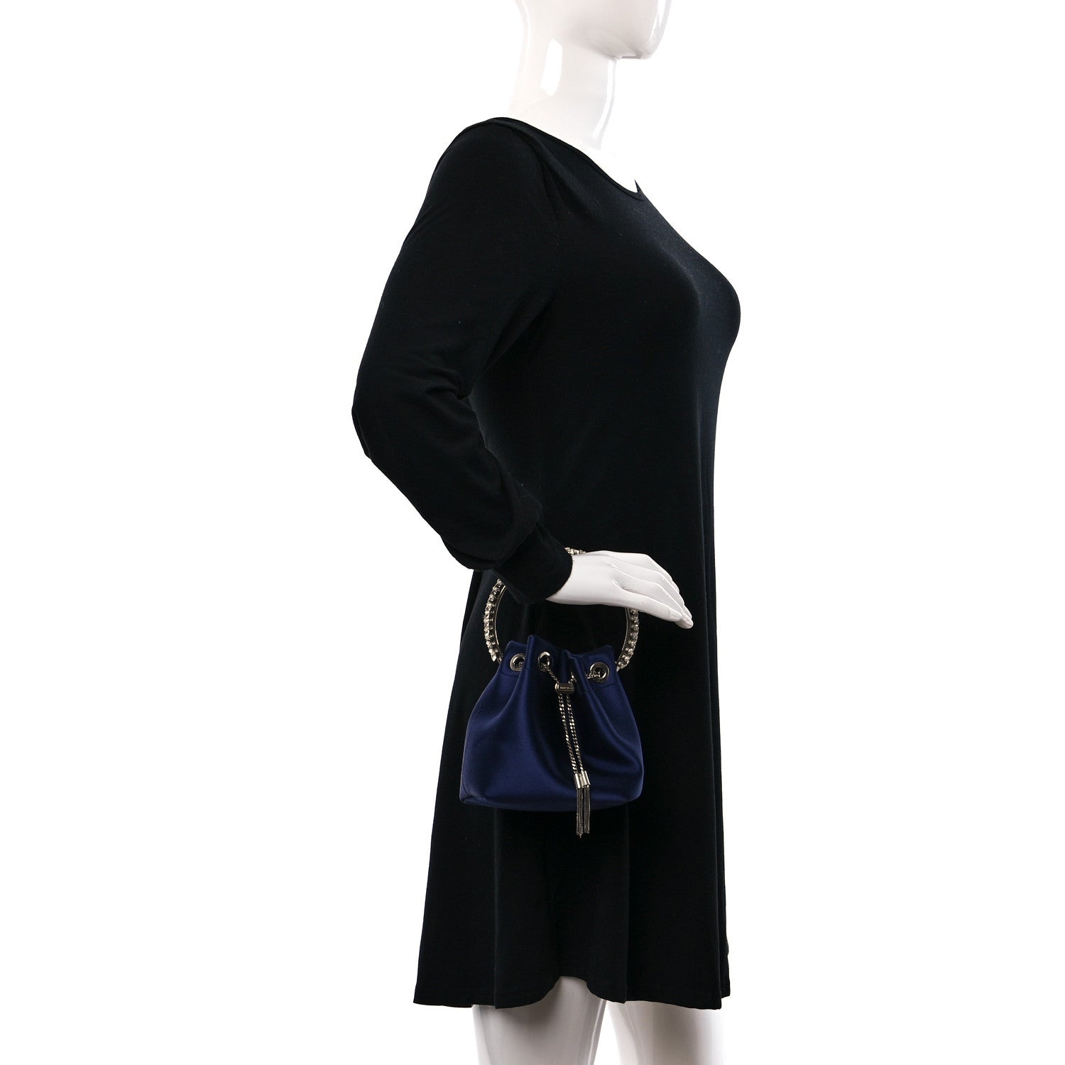 Jimmy Choo Satin Crystal Embellished Bon Bon Bag Navy Blue 2 of 9