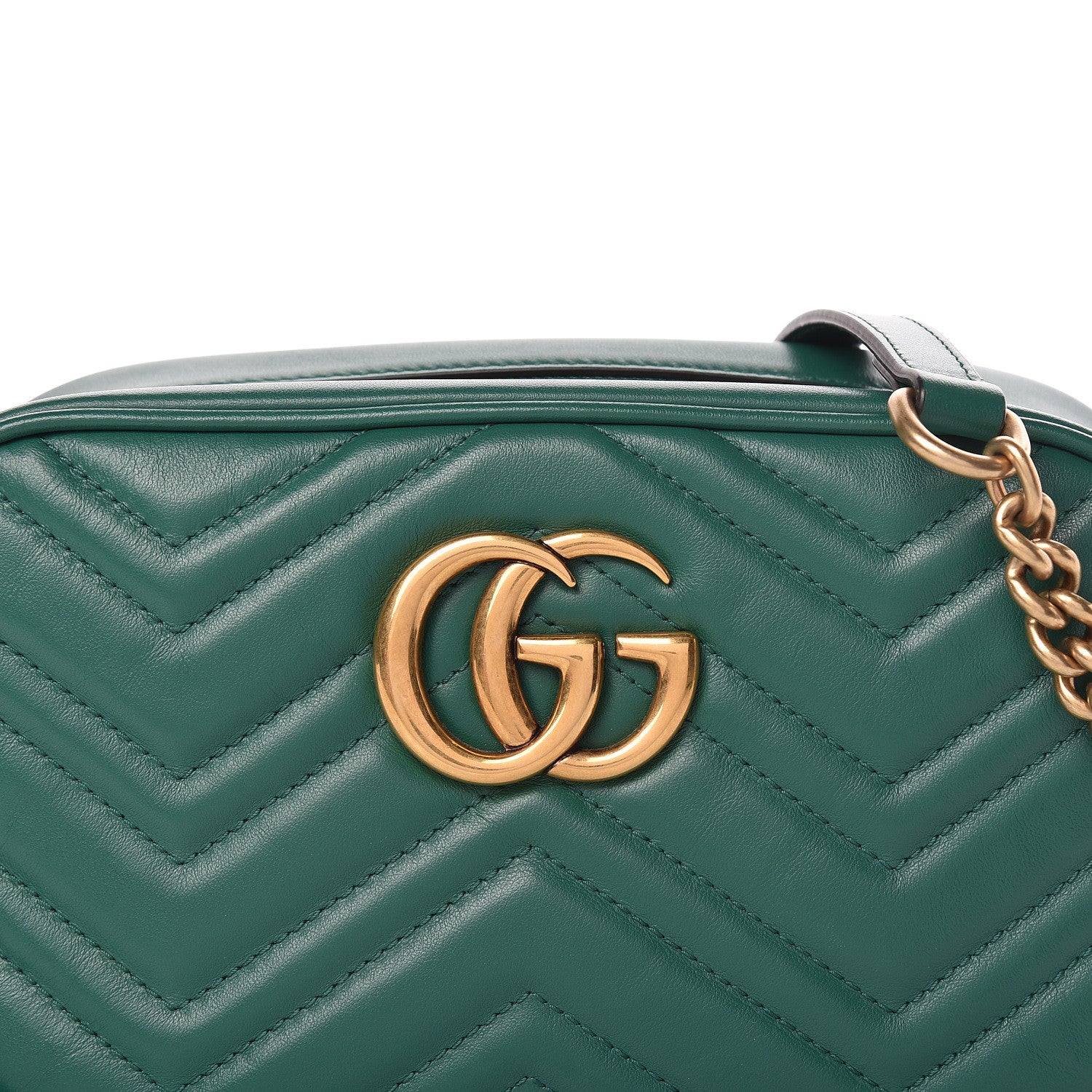 Gucci Calfskin Matelasse Small GG Marmont Chain Shoulder Bag Emerald Green 10 of 10