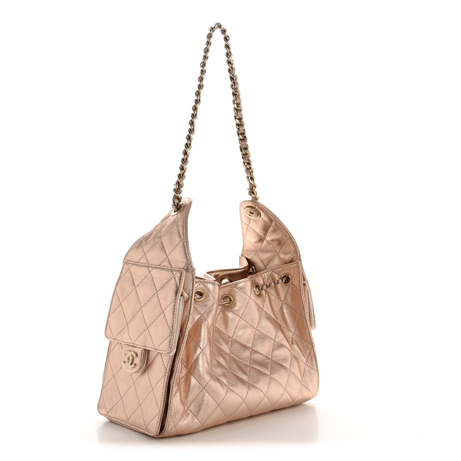 Chanel Metallic Caviar Quilted Small Chanel 25 Handbag Copper 3 of 11