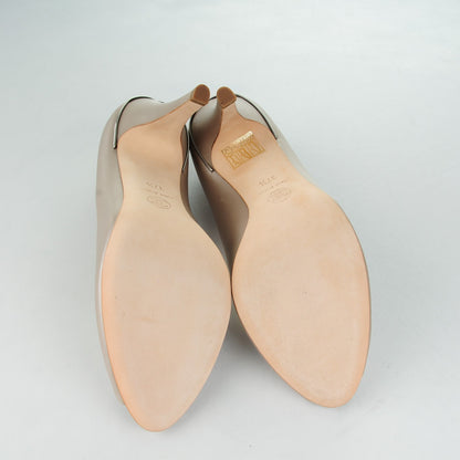 Chanel Metallic Calfskin CC Peep Toe Pumps 37.5 Beige 5 of 7