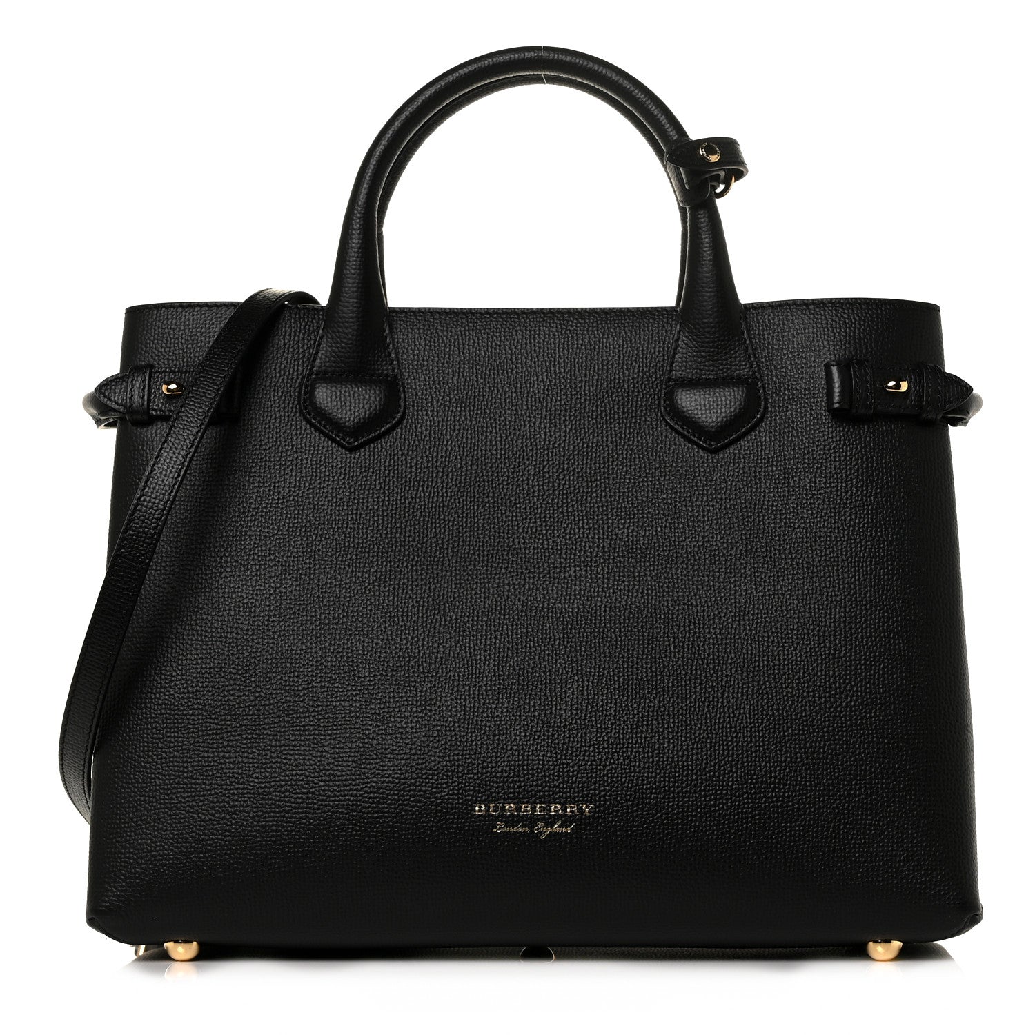 Burberry Derby Calfskin House Check Medium Banner Tote Black 1 of 8
