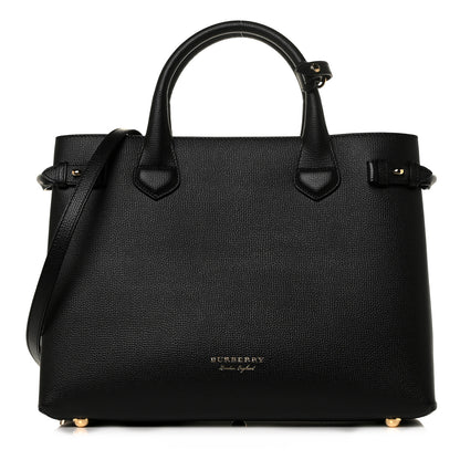 Burberry Derby Calfskin House Check Medium Banner Tote Black 1 of 8