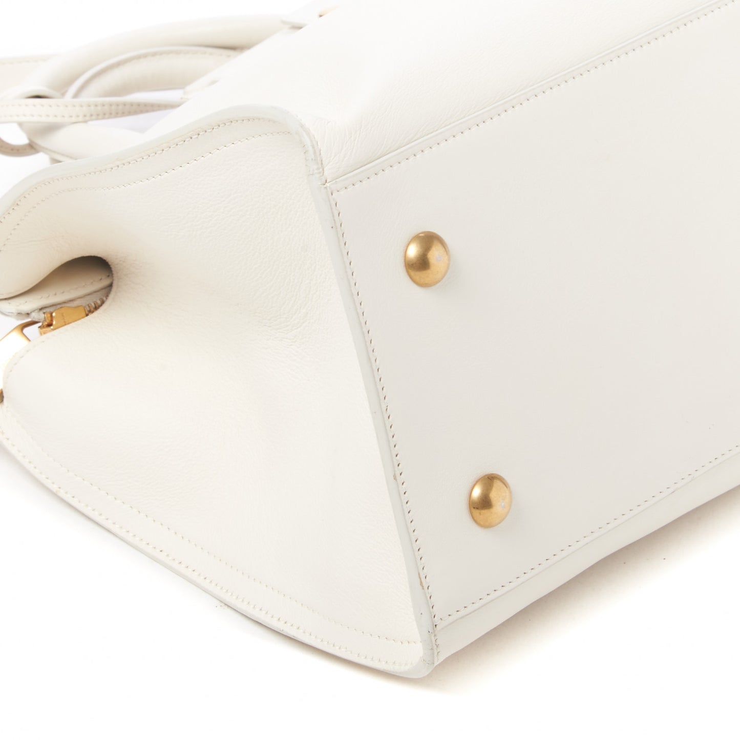 Calfskin Small Classic Y Cabas White