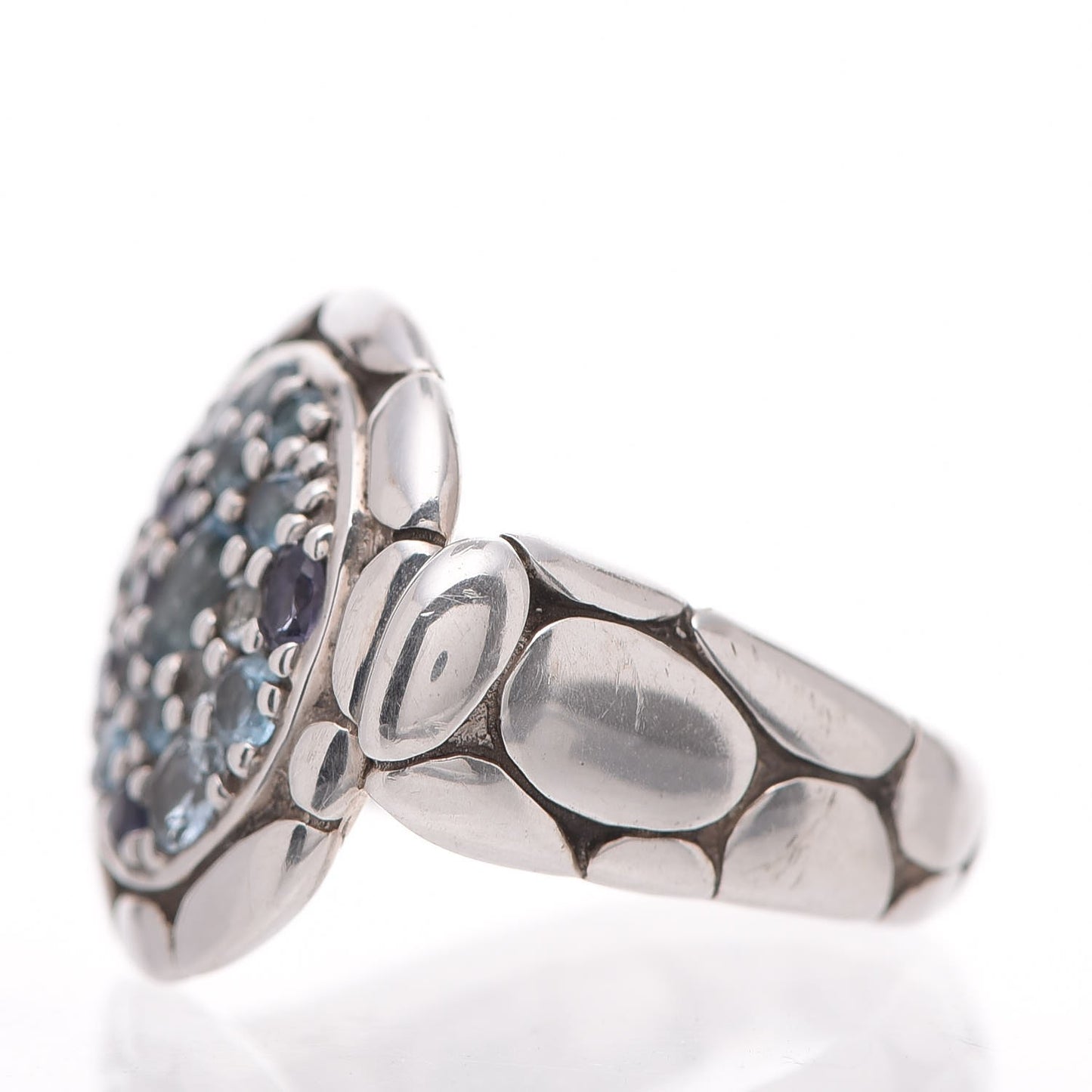 Sterling Silver Topaz Iolite Aquamarine Kali Round Lava Ring 52 6