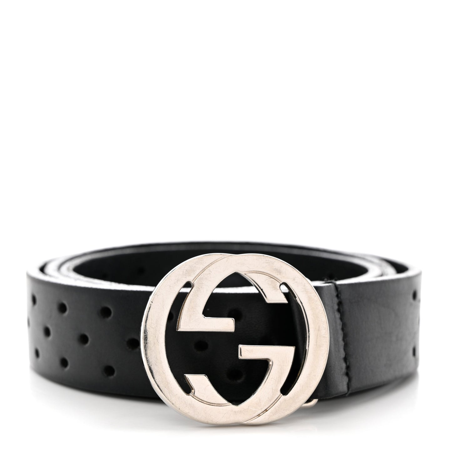 Calfskin Perforated Interlocking G Belt 85 34 Black