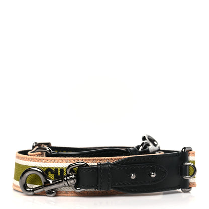 Christian Dior Canvas Embroidered Adjustable Shoulder Strap Green Pink 1 of 4
