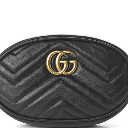 Gucci Calfskin Matelasse GG Marmont Belt Bag 85 34 Black 10 of 10