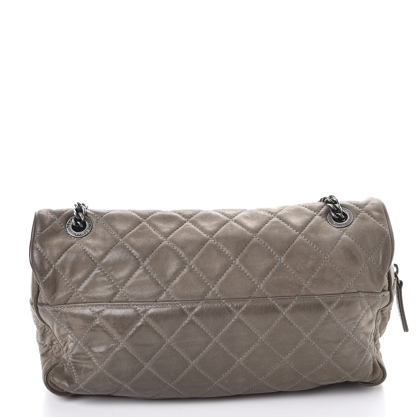 Iridescent Calfskin Quilted Large Shiva Flap Grey