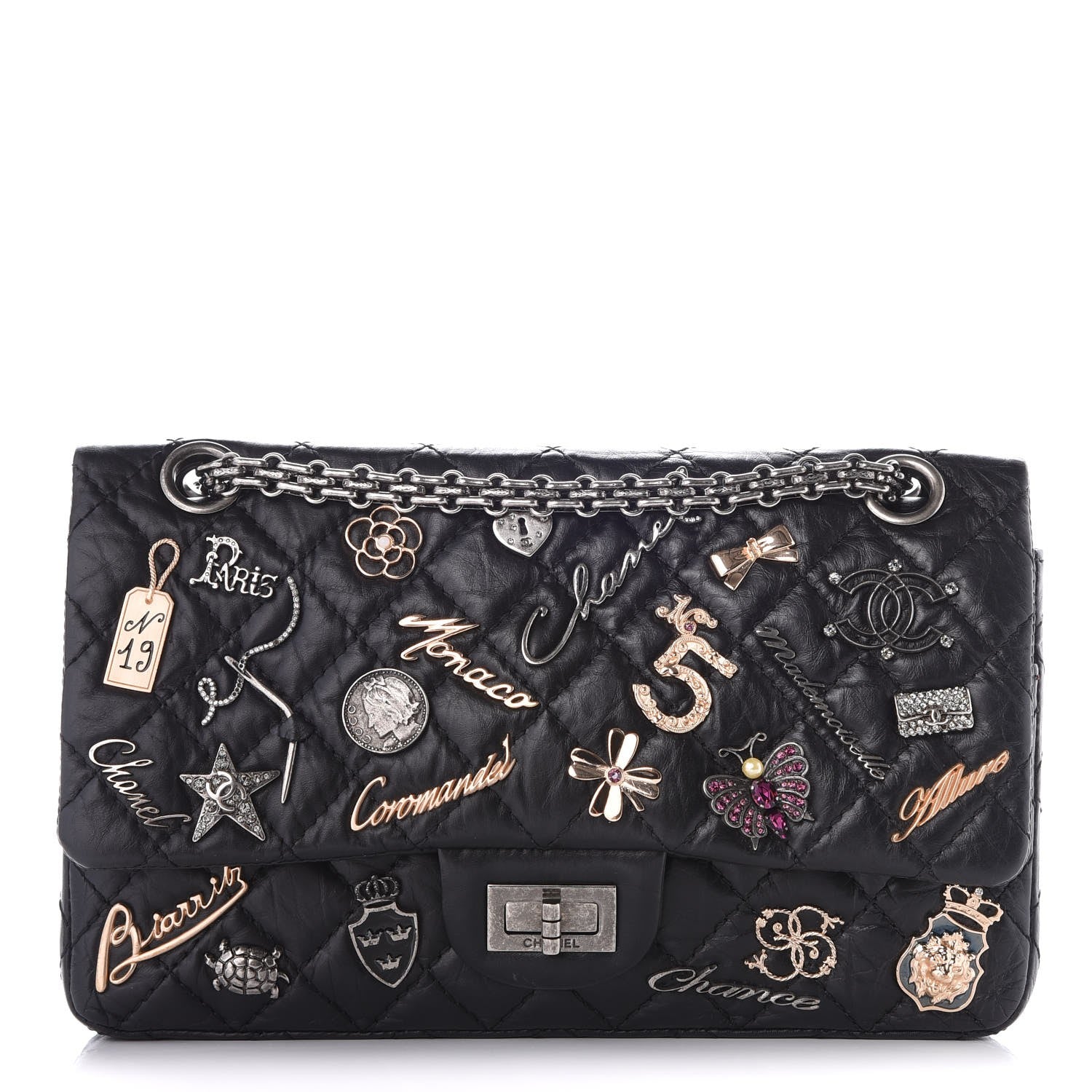 Chanel Aged Calfskin Lucky Charms 2.55 Reissue 225 Flap Black 1 of 11
