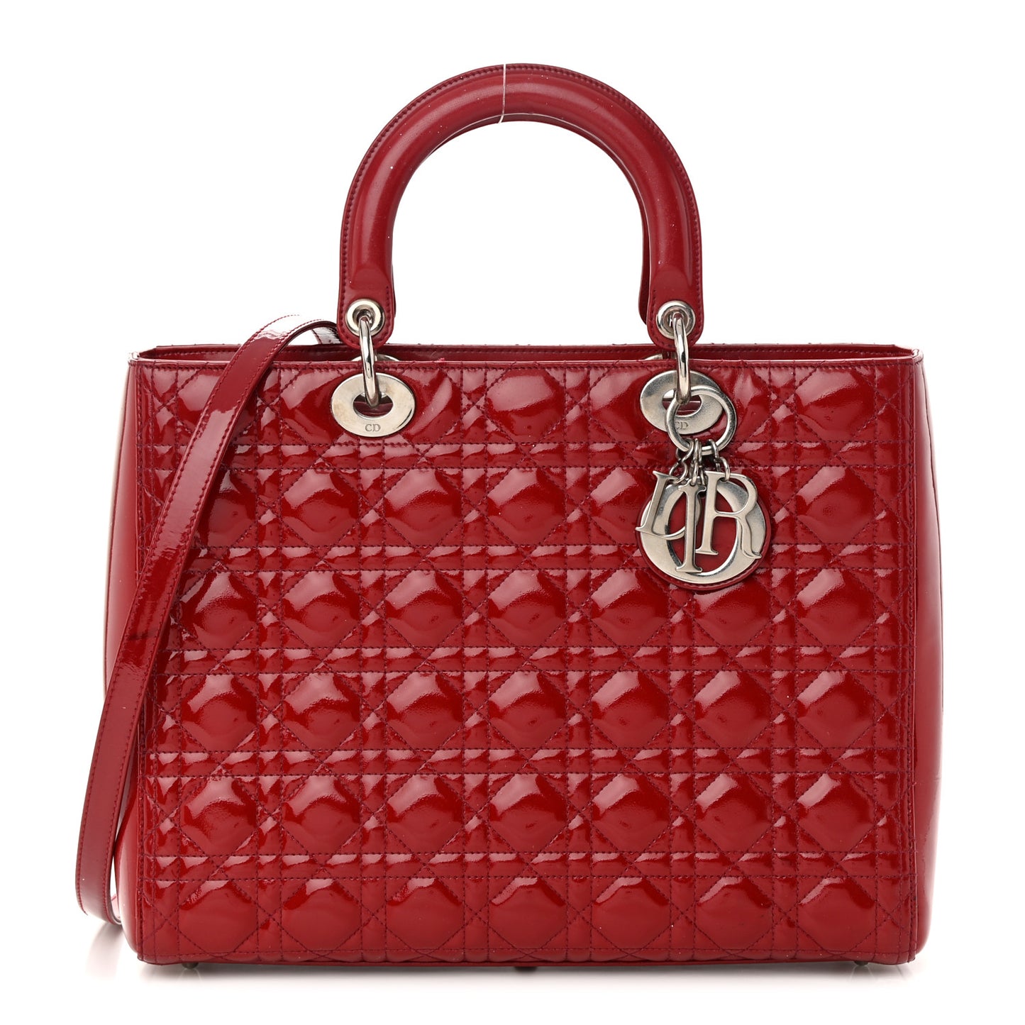 Patent Cannage Large Lady Dior Red