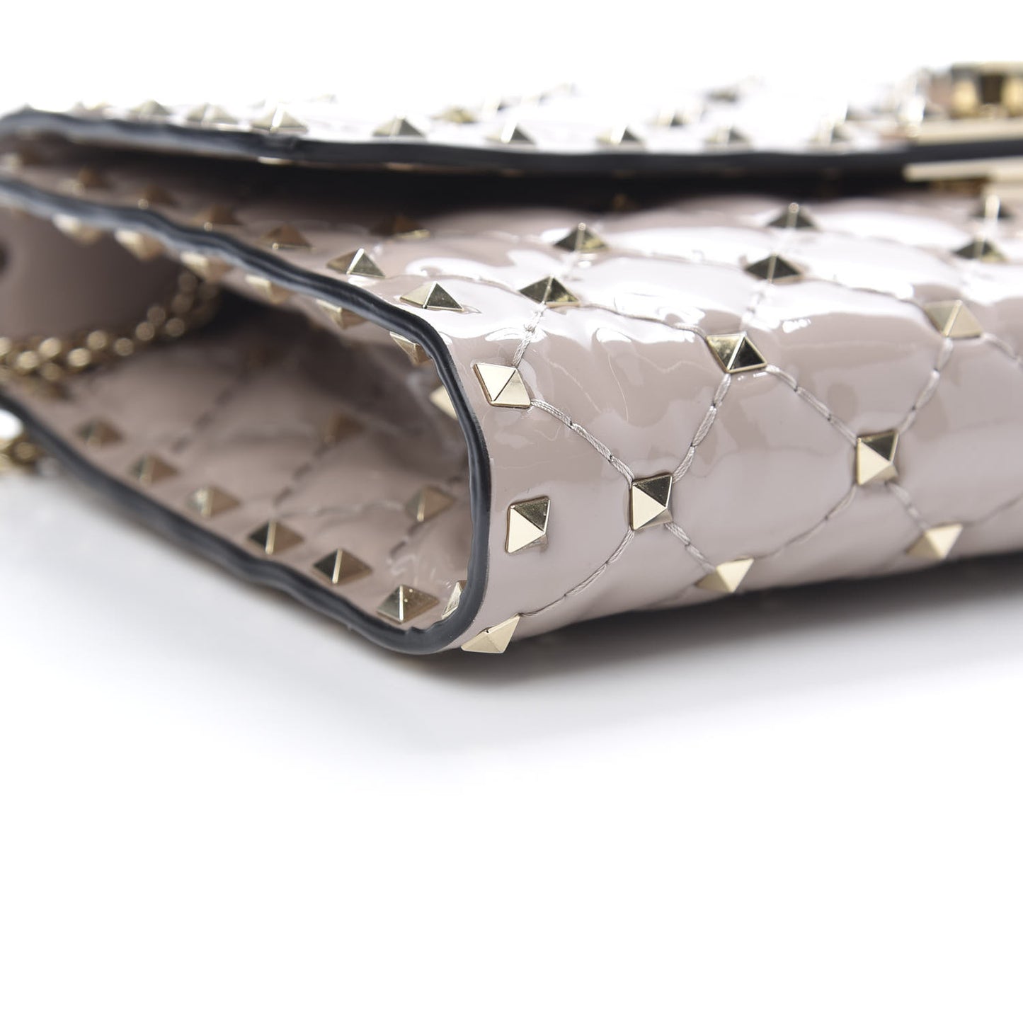 Patent Rockstud Spike Wallet on Chain Poudre