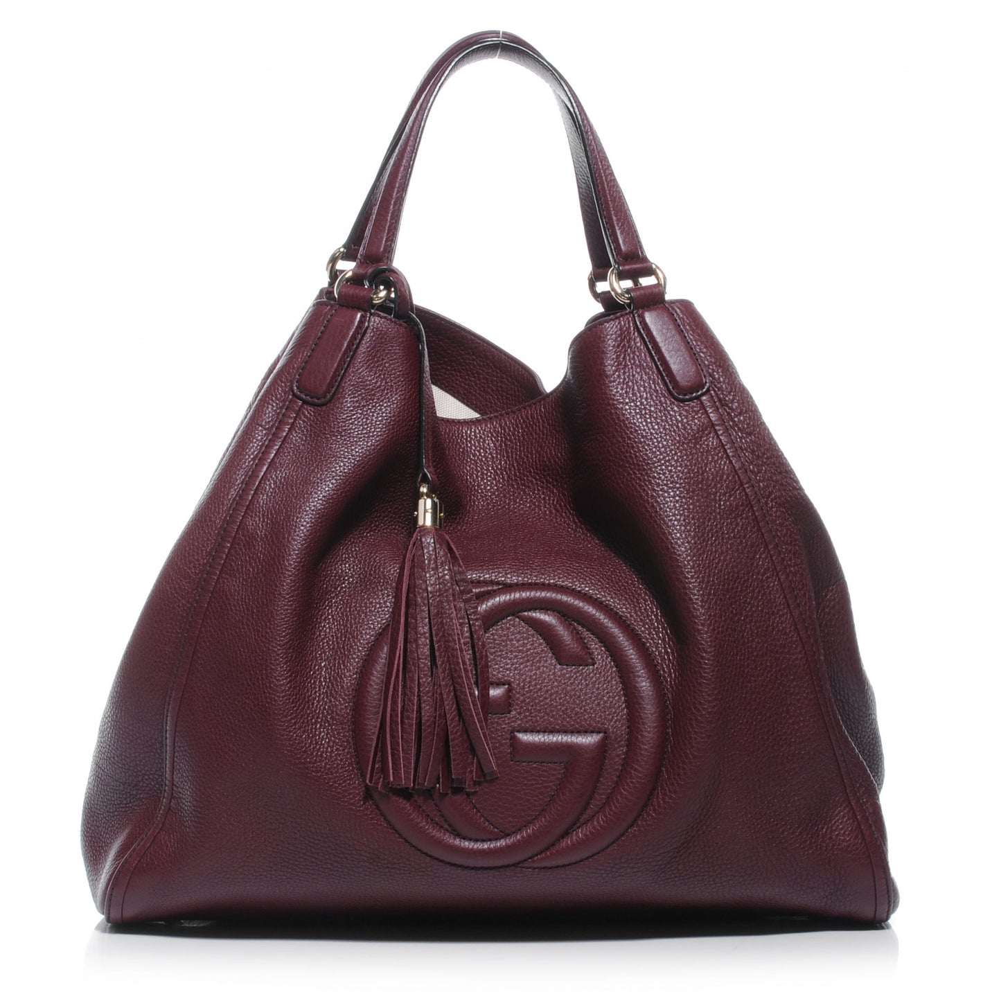 Pebbled Calfskin Large Soho Shoulder Bag Bordeaux