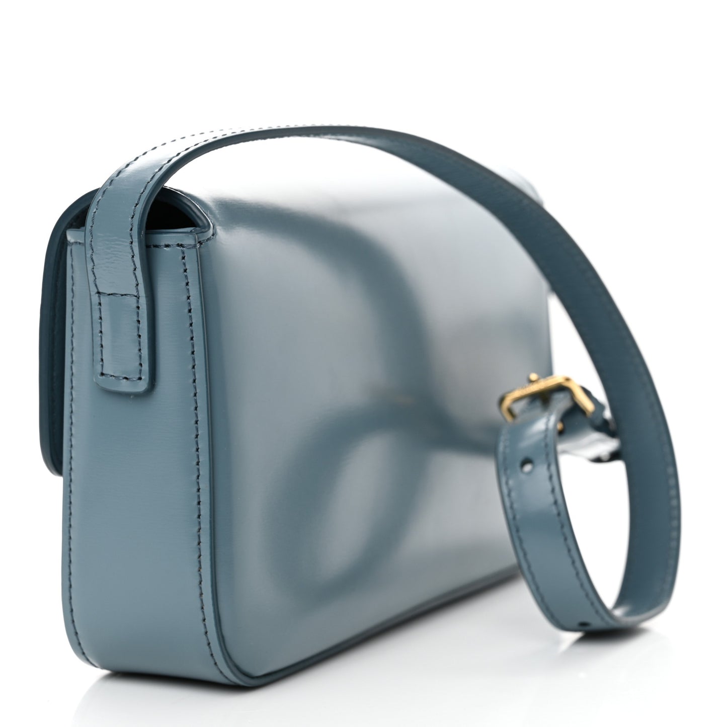 Shiny Calfskin Triomphe Shoulder Bag Denim