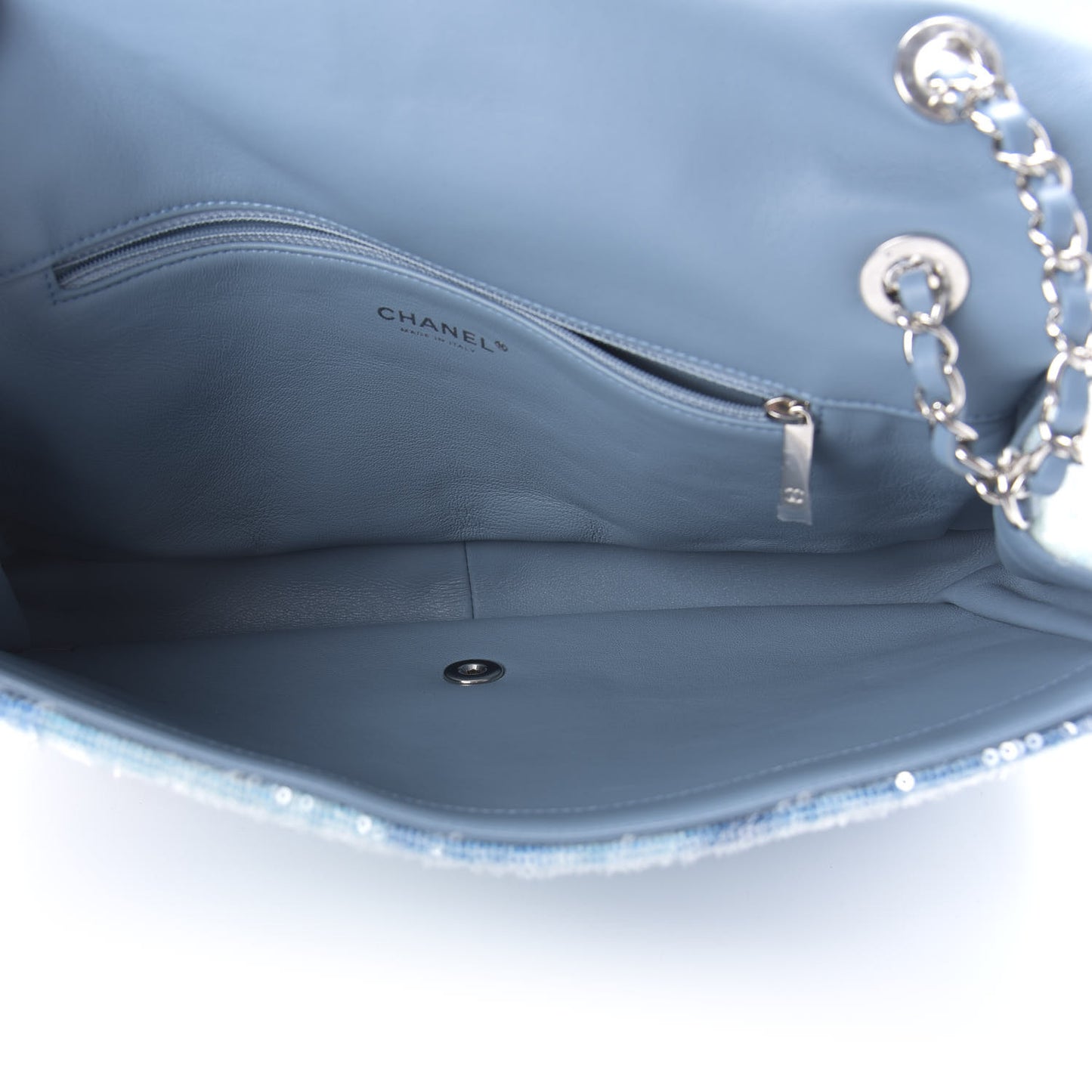 Sequin Large Waterfall Flap Light Blue
