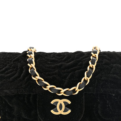 Chanel Velvet Camellia Embossed Jewel Belt Card Holder With Chain Black 8 of 11