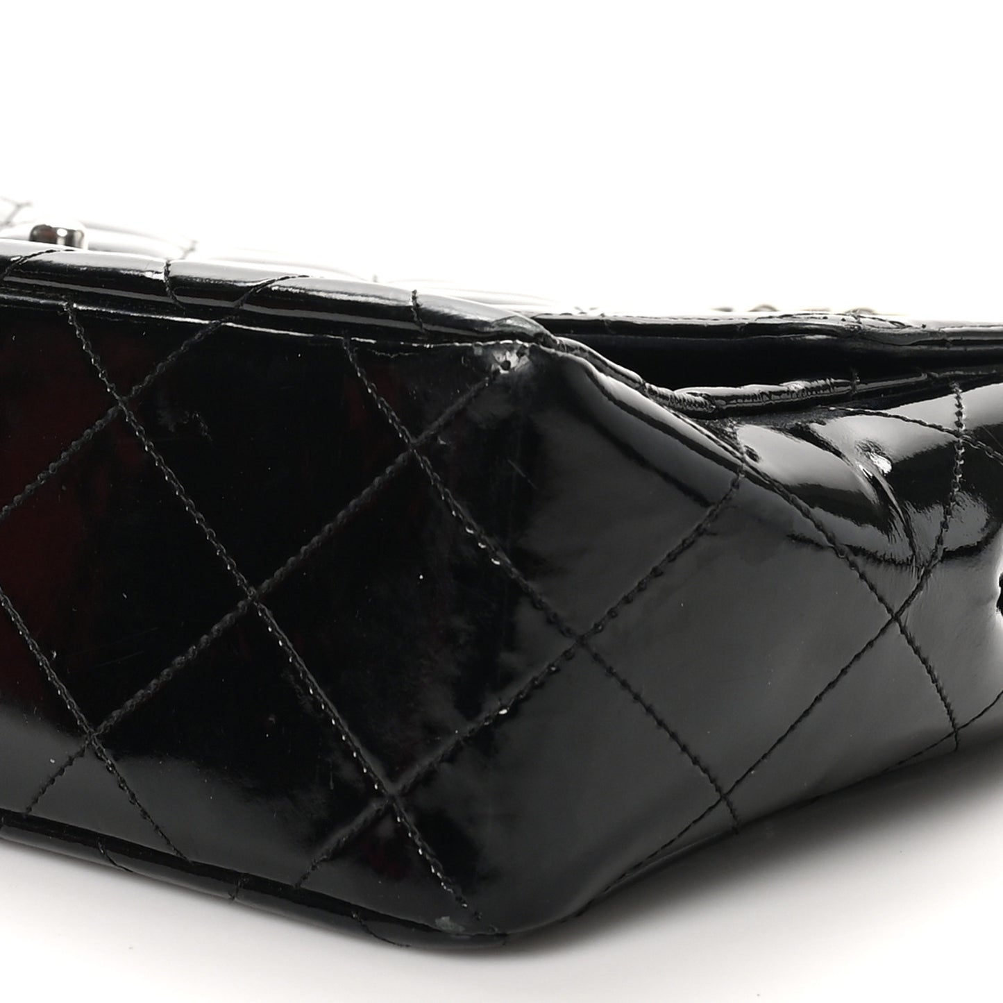 Patent Quilted Medium Single Flap Black
