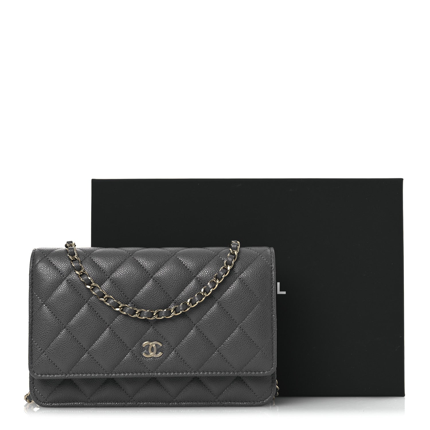 Chanel Caviar Quilted Wallet on Chain WOC Grey 14 of 14