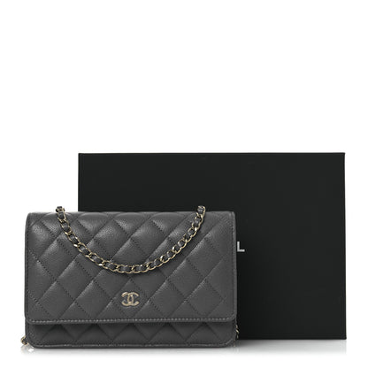 Chanel Caviar Quilted Wallet on Chain WOC Grey 14 of 14