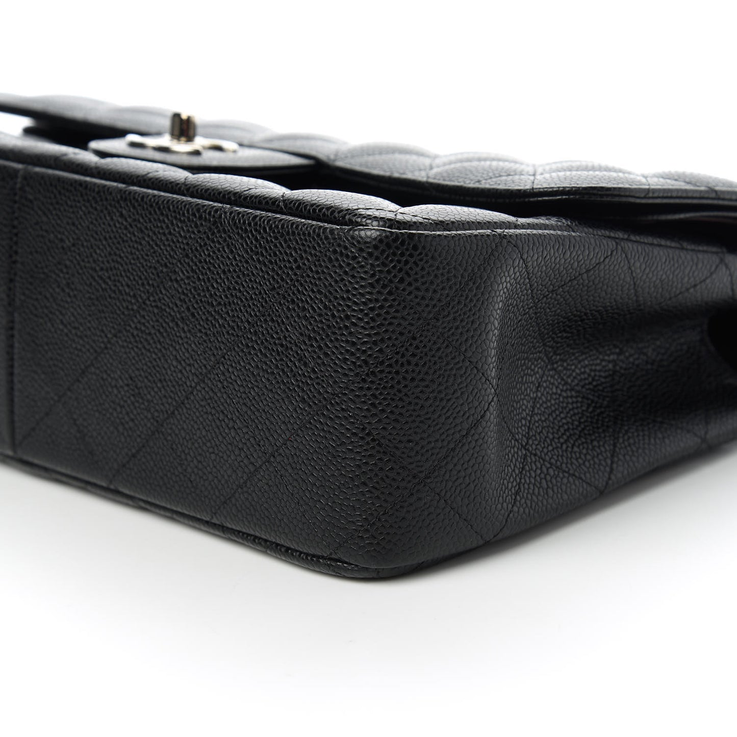 Caviar Quilted Jumbo Double Flap Black