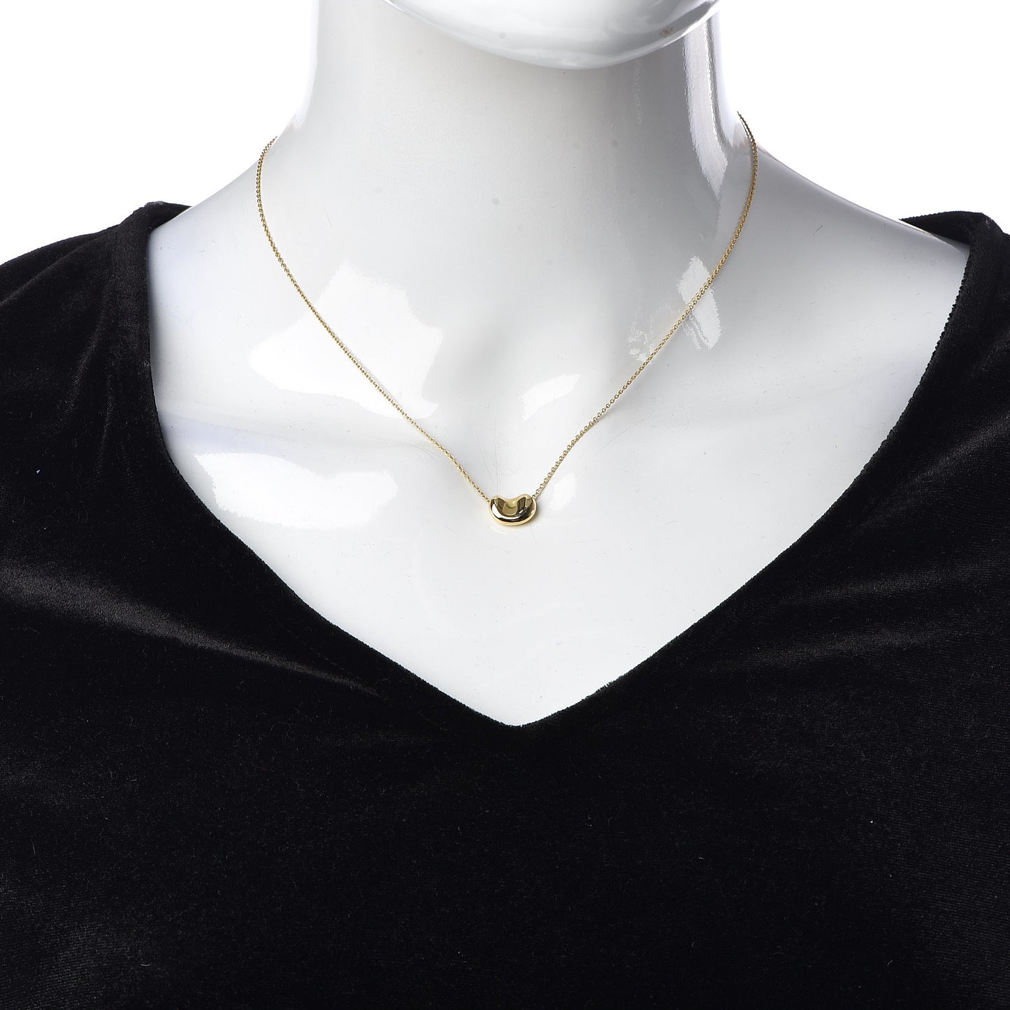 18K Yellow Gold 11mm Elsa Peretti Bean Pendant Necklace