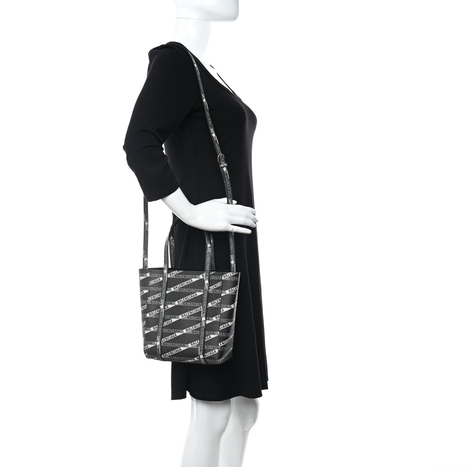 Balenciaga Coated Canvas Losange Monogram Mini Tote Black Grey 2 of 8