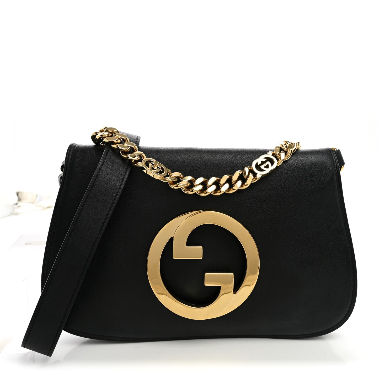 Roxy Calfskin Blondie Chain Shoulder Flap Bag Black