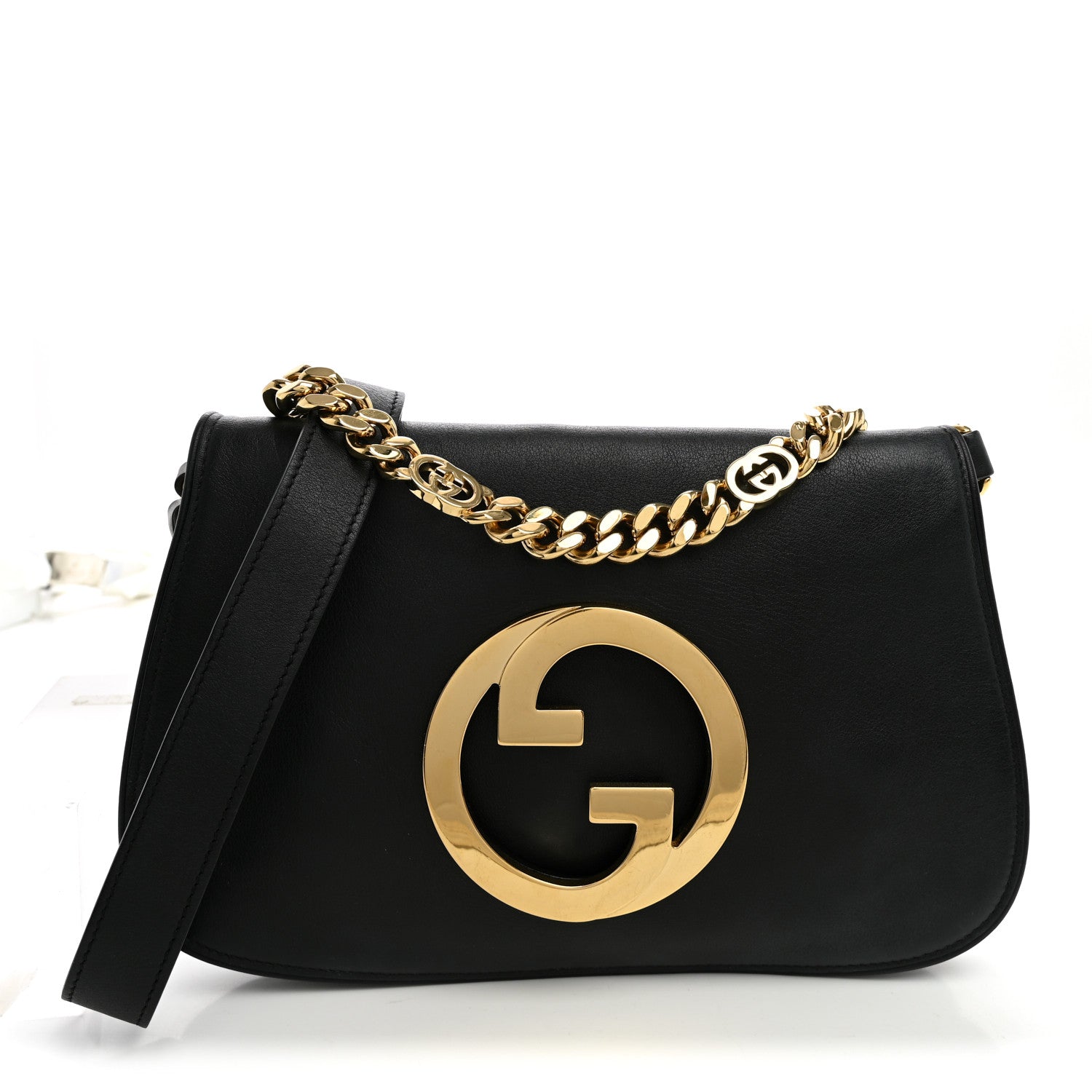 Gucci Roxy Calfskin Blondie Chain Shoulder Flap Bag Black 1 of 9